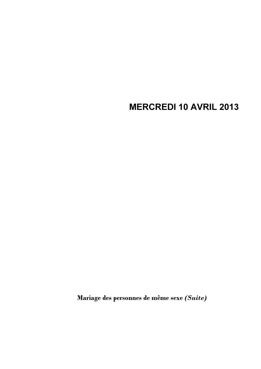 Mercredi 10 Avril 2013