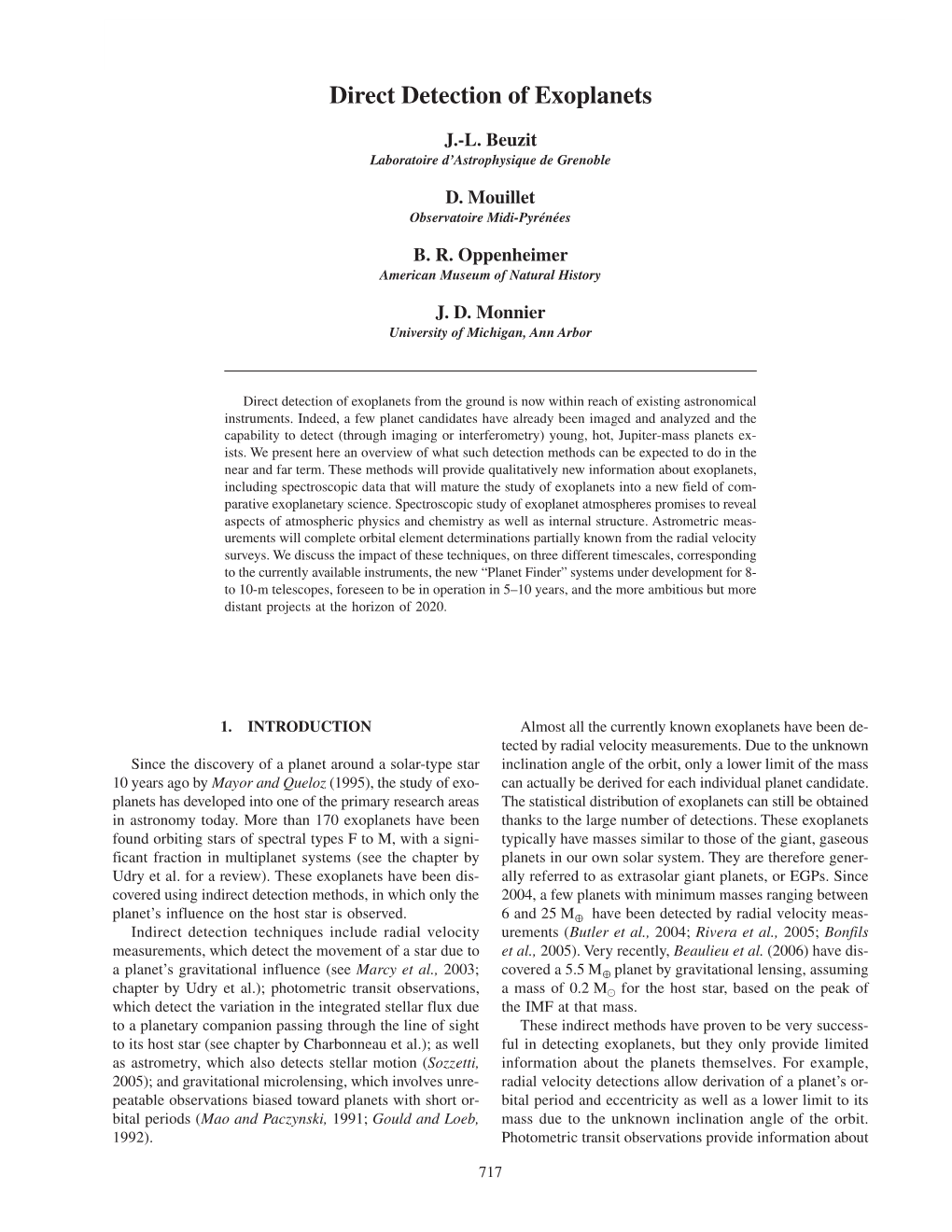 Direct Detection of Exoplanets 717