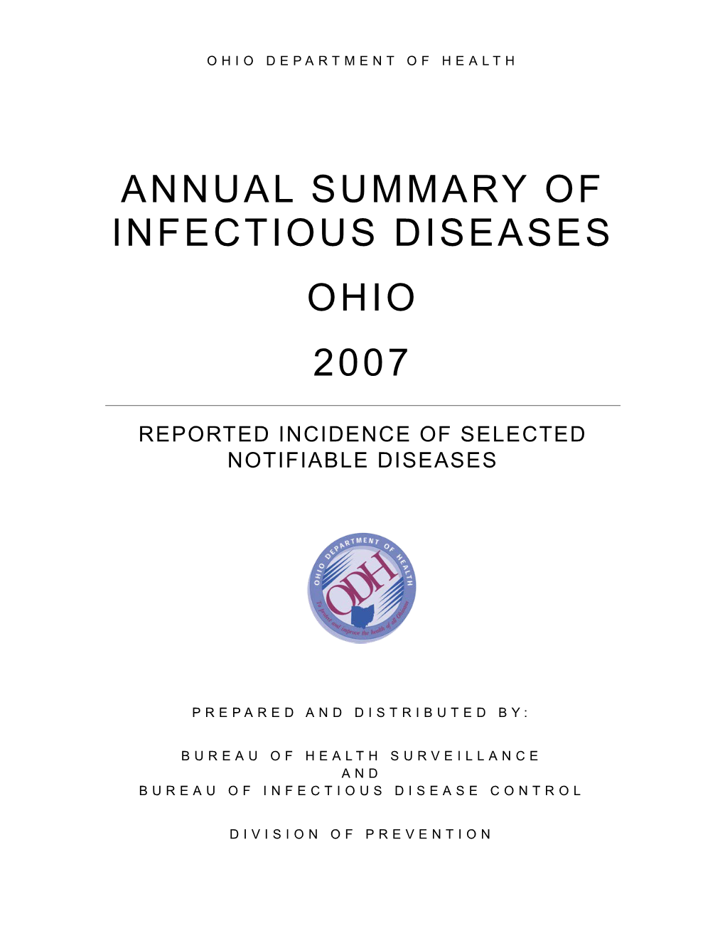 Annual Summary of Infectious Diseases Ohio 2007