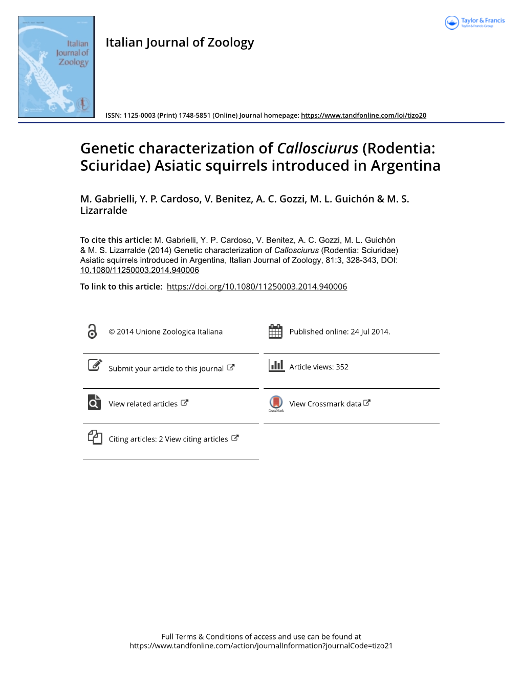 Genetic Characterization of Callosciurus (Rodentia: Sciuridae) Asiatic Squirrels Introduced in Argentina