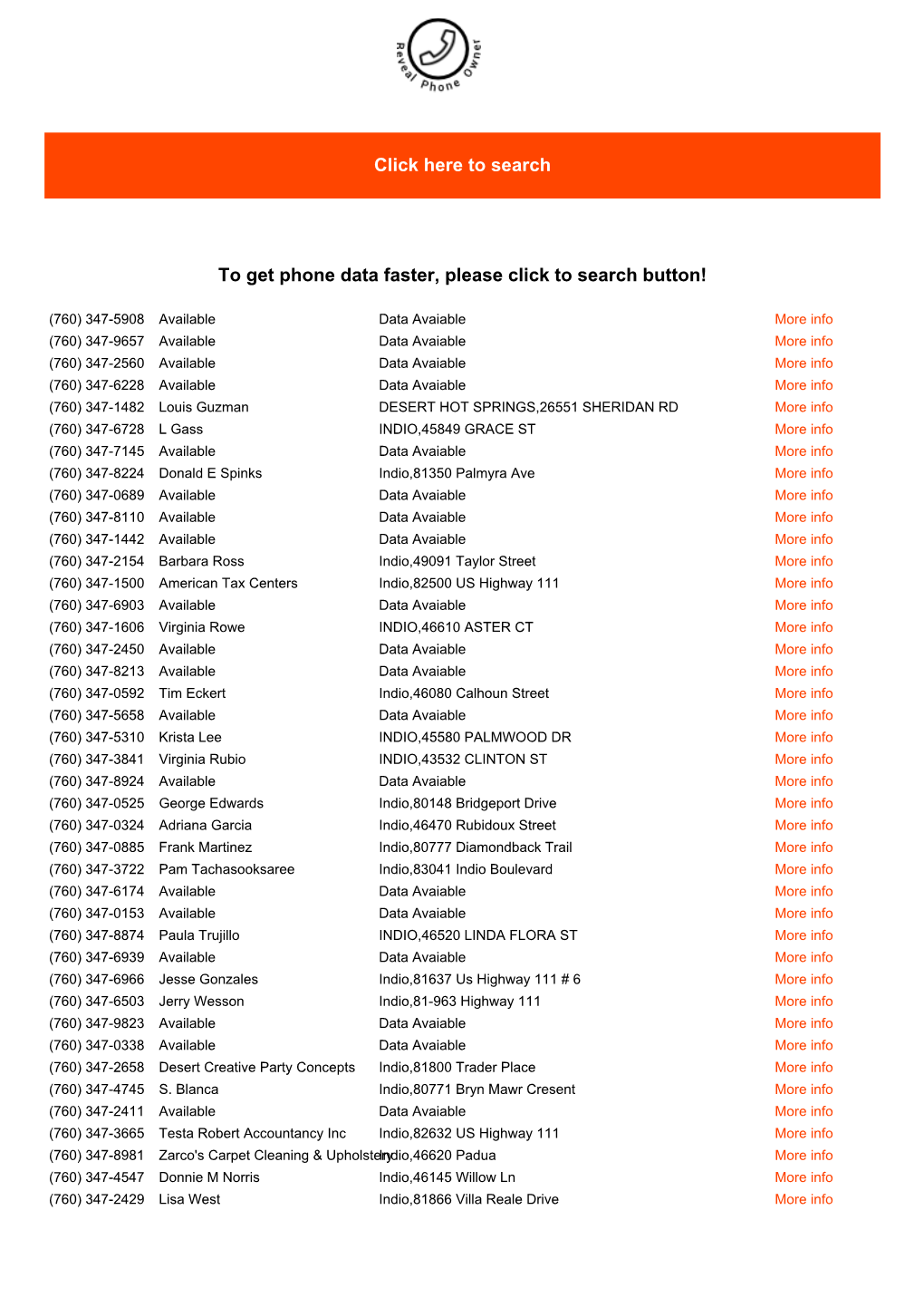 Click Here to Search to Get Phone Data Faster, Please Click to Search