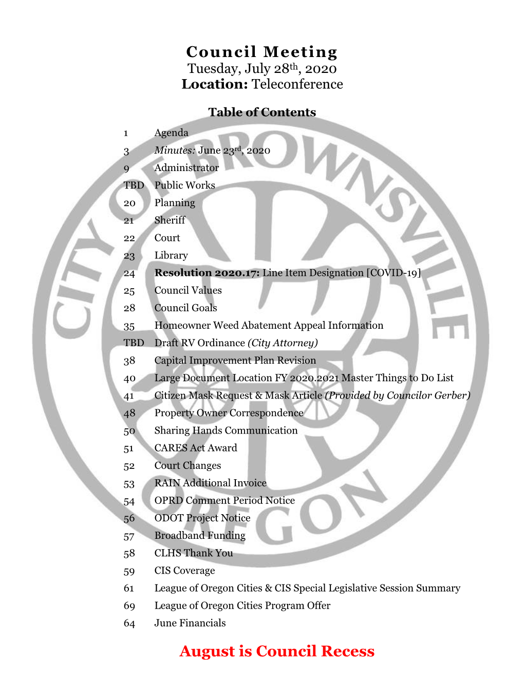 Council Agenda Packet