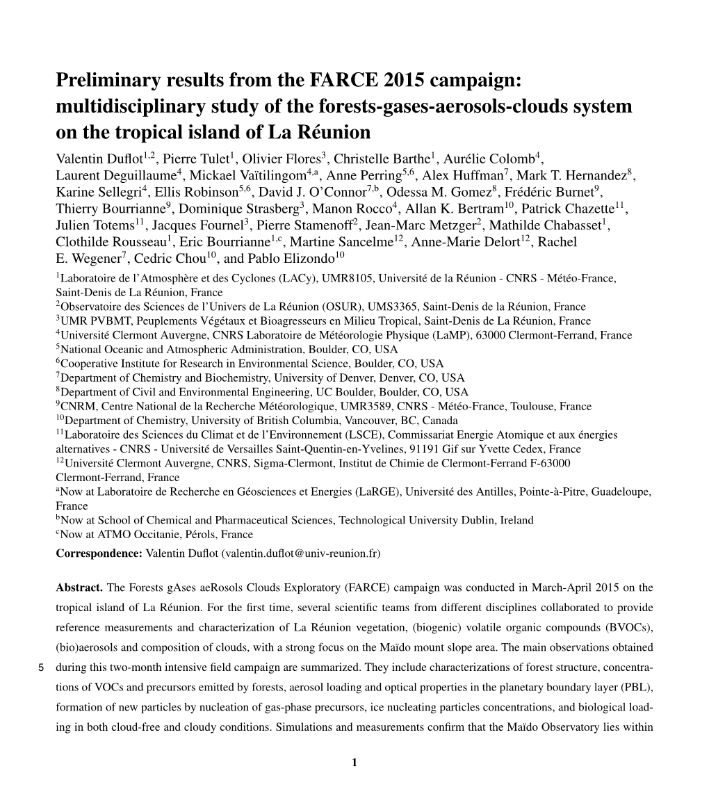 Preliminary Results from the FARCE 2015 Campaign: Multidisciplinary