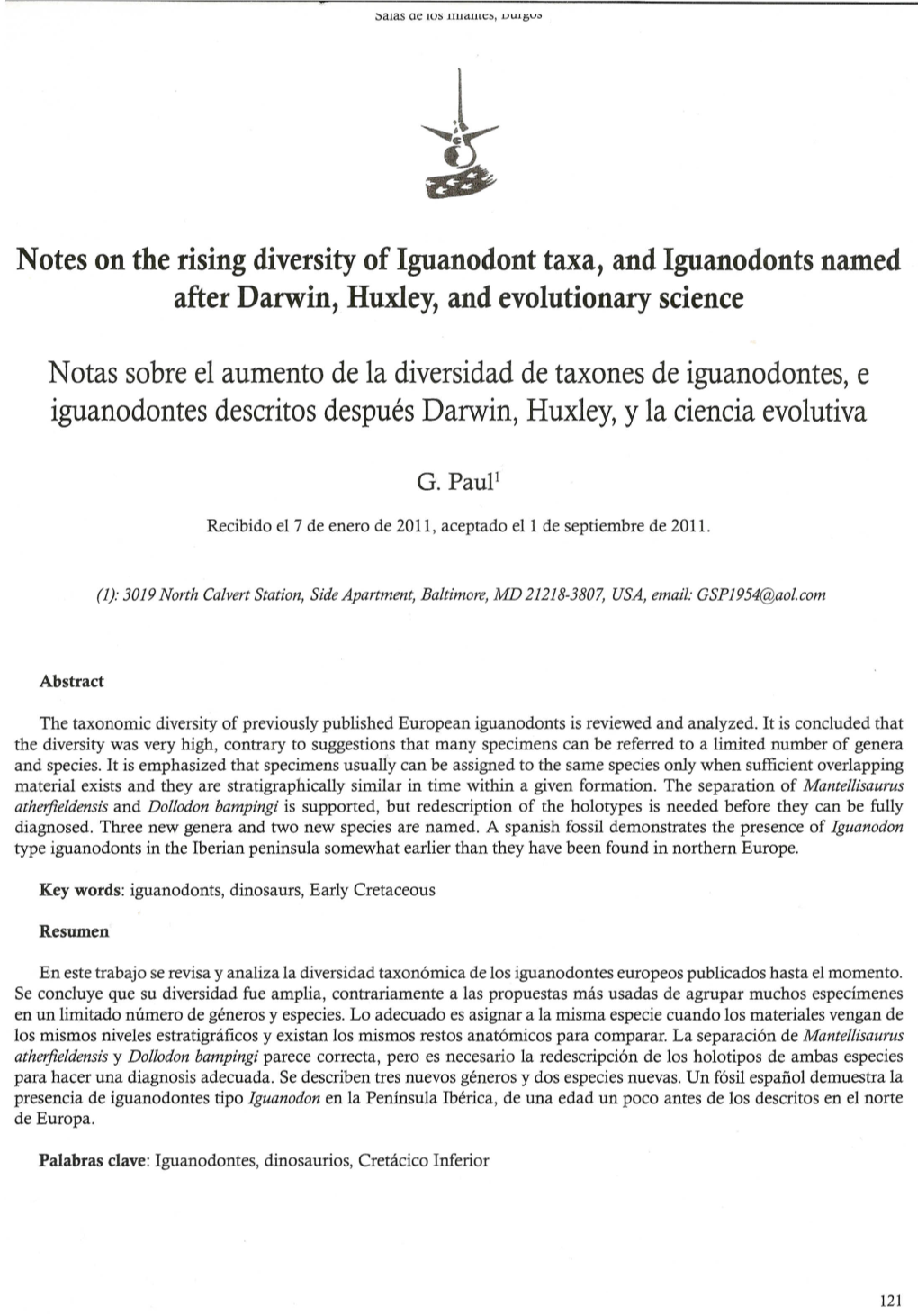 Notes on the Rising Diversity of Iguanodont Taxa, and Iguanodonts Named After Darwin, Huxley, and Evolutionary Science