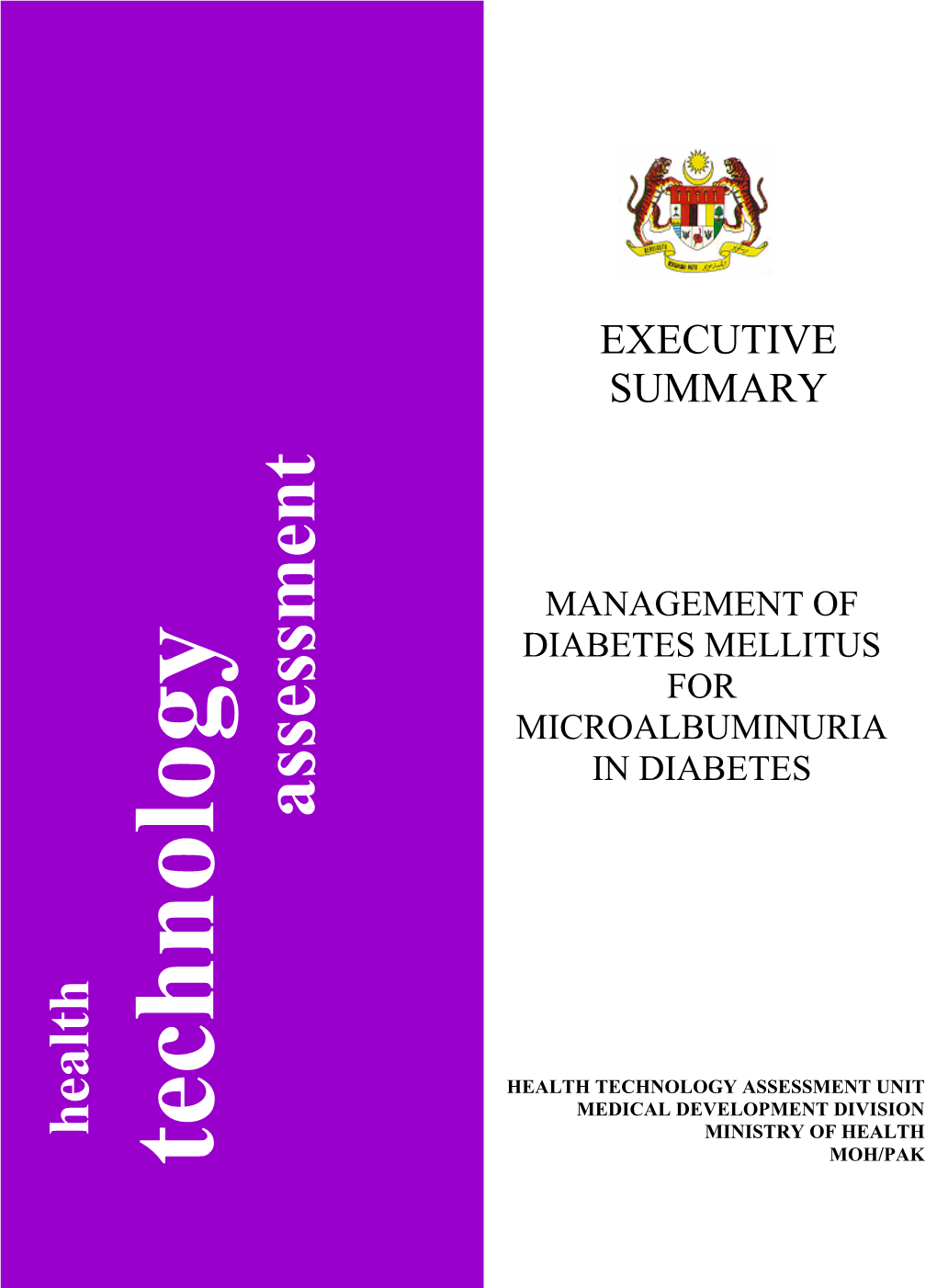 EXECECUTIVE SUMMARY Management of Diabetes Mellitus