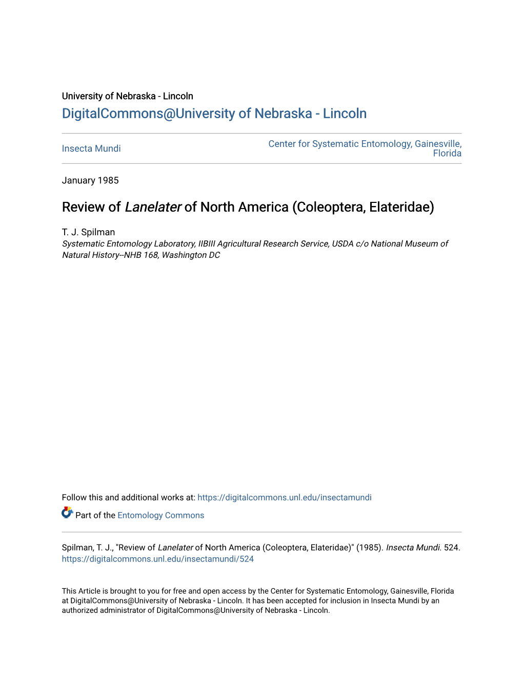 Review of Lanelater of North America (Coleoptera, Elateridae)