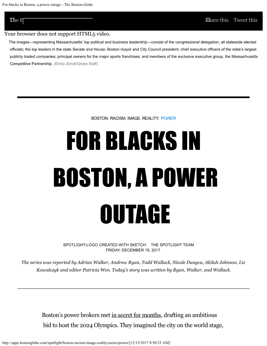 For Blacks in Boston, a Power Outage - the Boston Globe