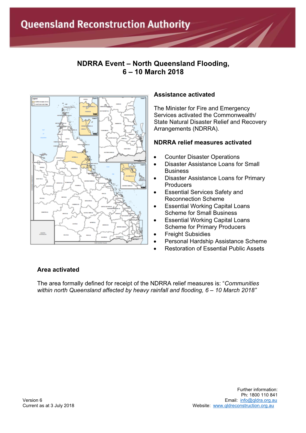 North Queensland Flooding, 6 – 10 March 2018