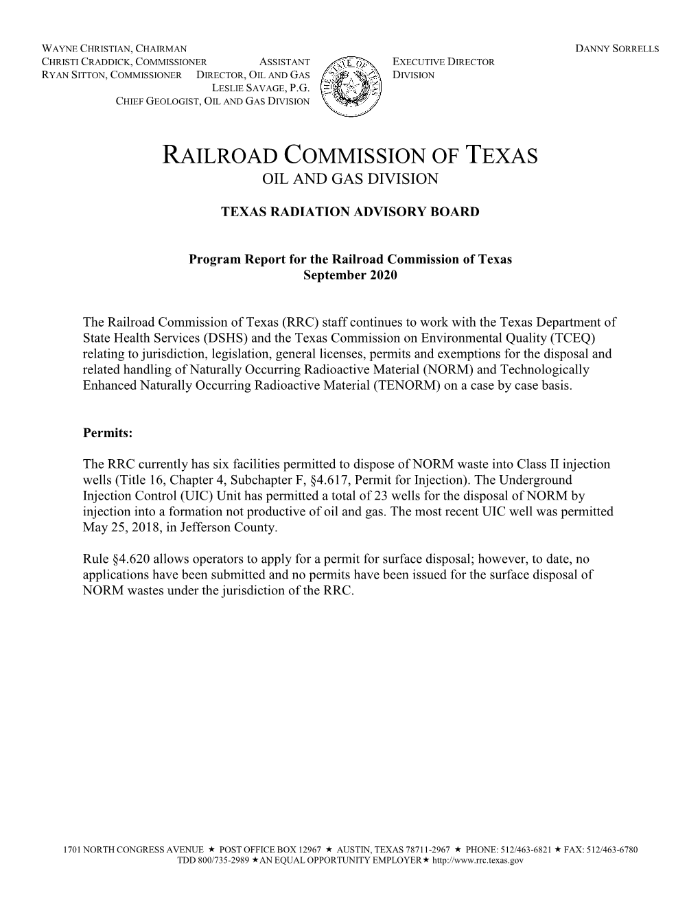 Railroad Commission of Texas Q3