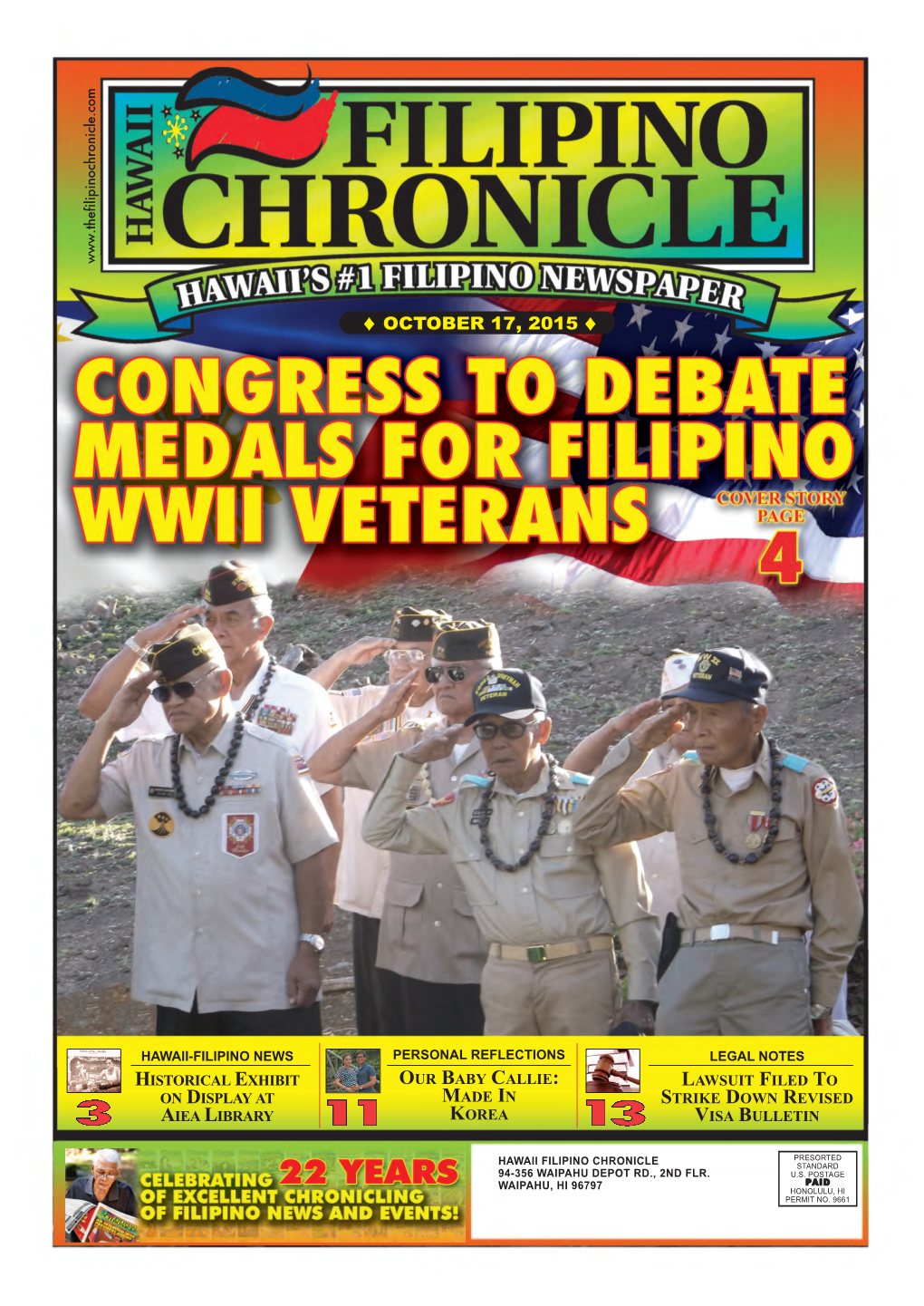 October 17, 2015 Hawaii Filipino Chronicle  1