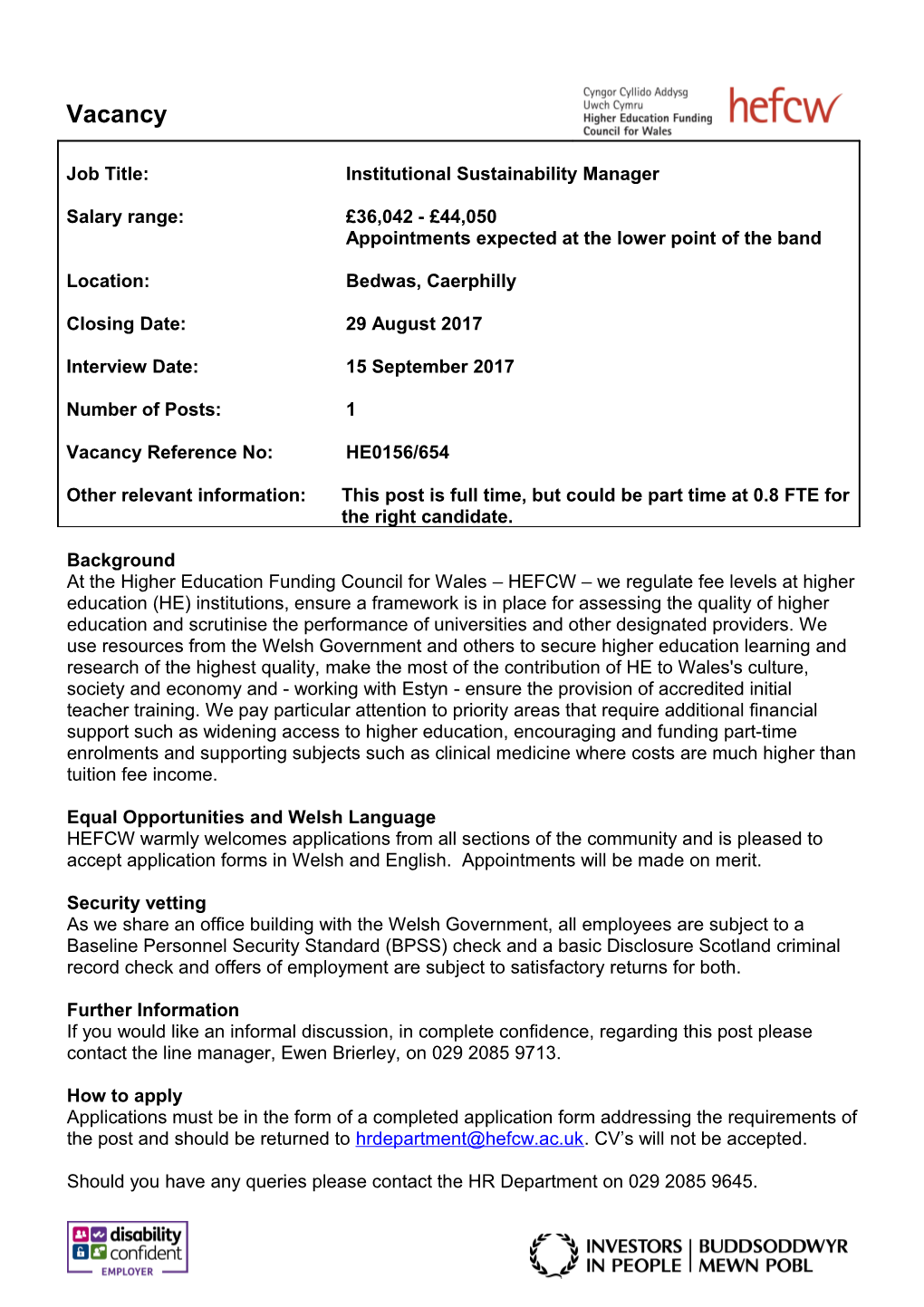 POST of ADMINISTRATIVE ASSISTANT - Fixed Term Appointment for One Year with the Possibility