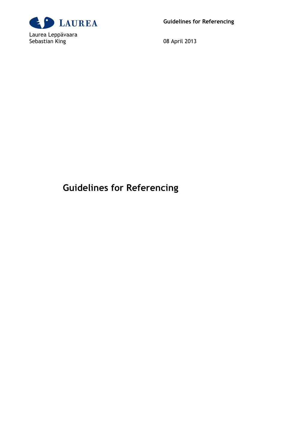 Guidelines for Referencing