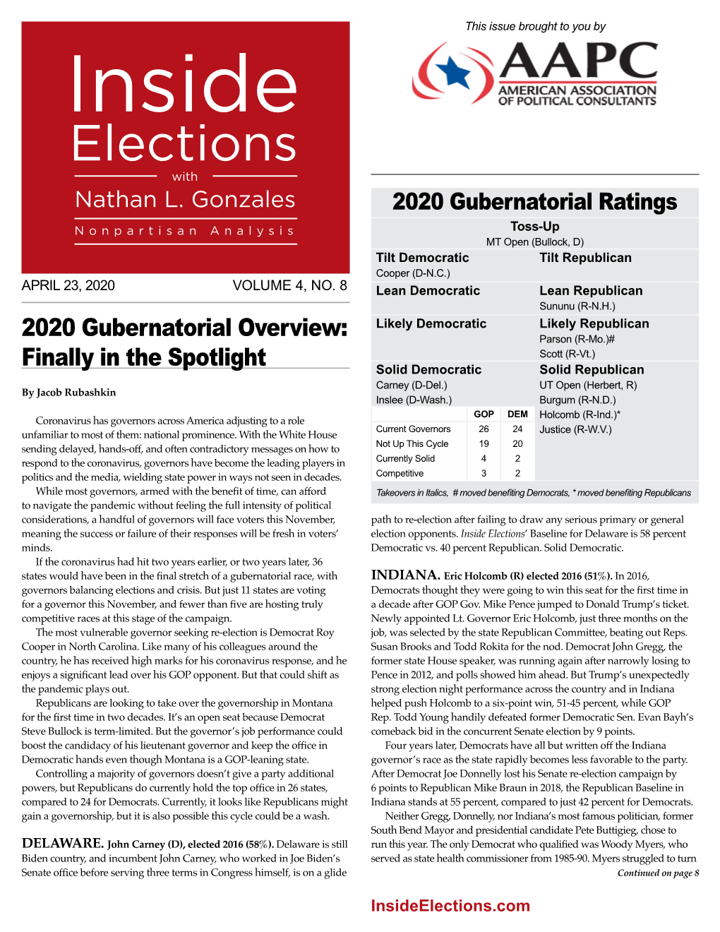 2020 Gubernatorial Overview: Finally in the Spotlight