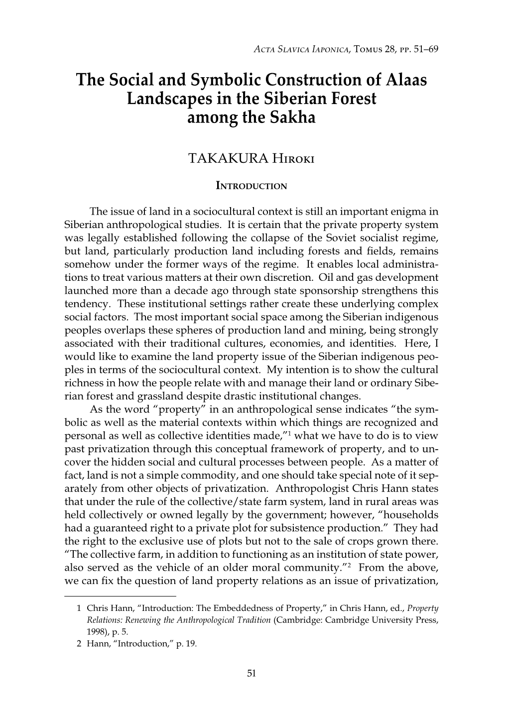 The Social and Symbolic Construction of Alaas Landscapes in the Siberian Forest Among the Sakha