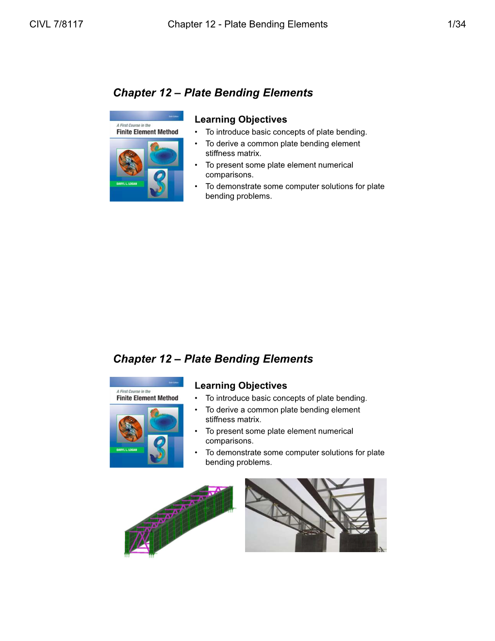 Plate Bending Elements Chapter 12