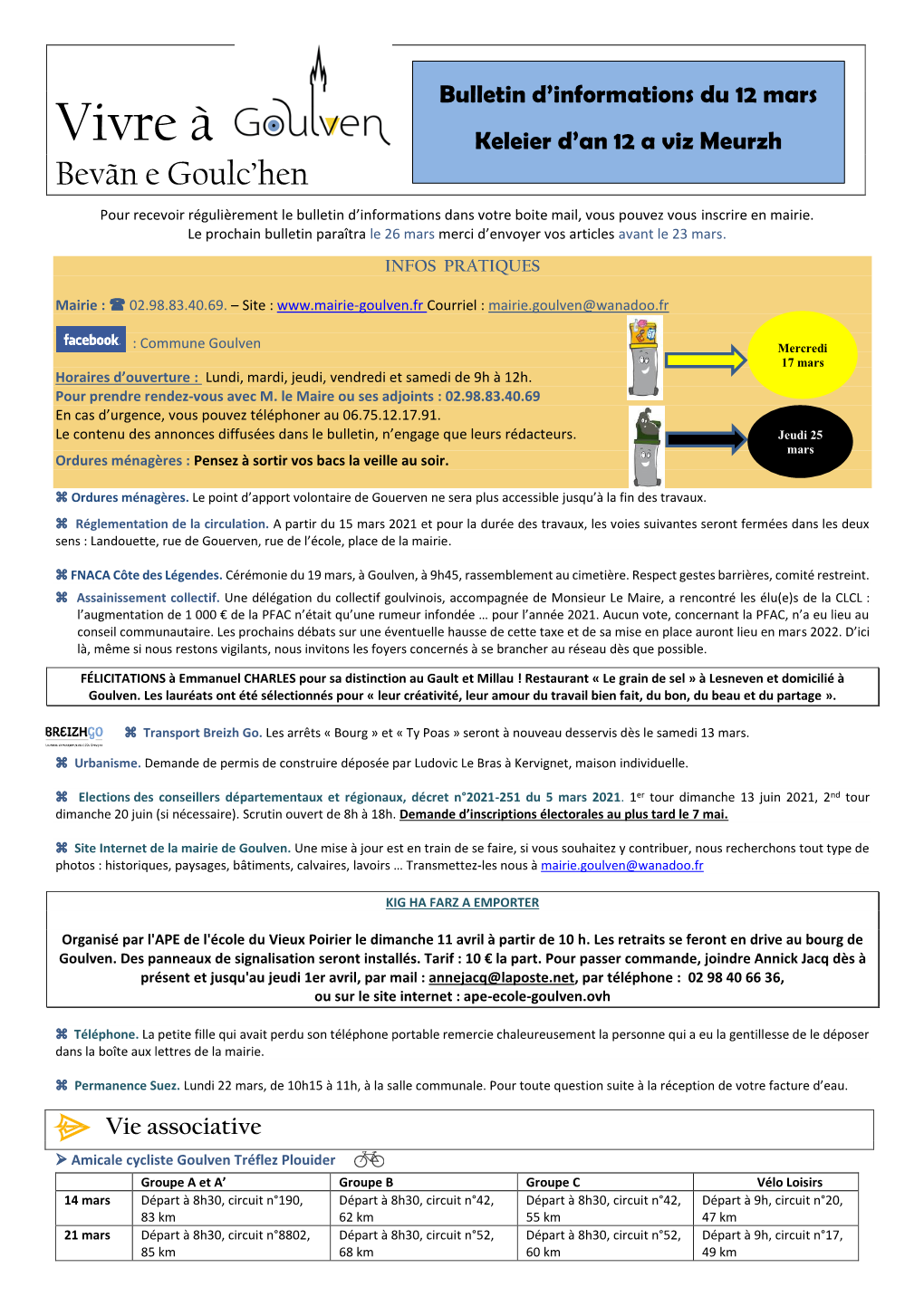 Vivre À Keleier D’An 12 a Viz Meurzh