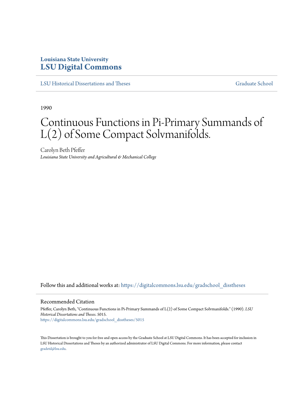 Continuous Functions in Pi-Primary Summands of L(2) of Some Compact Solvmanifolds