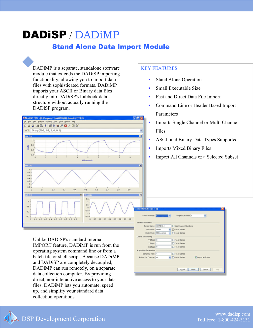 Dadisp / Dadimp Stand Alone Data Import Module