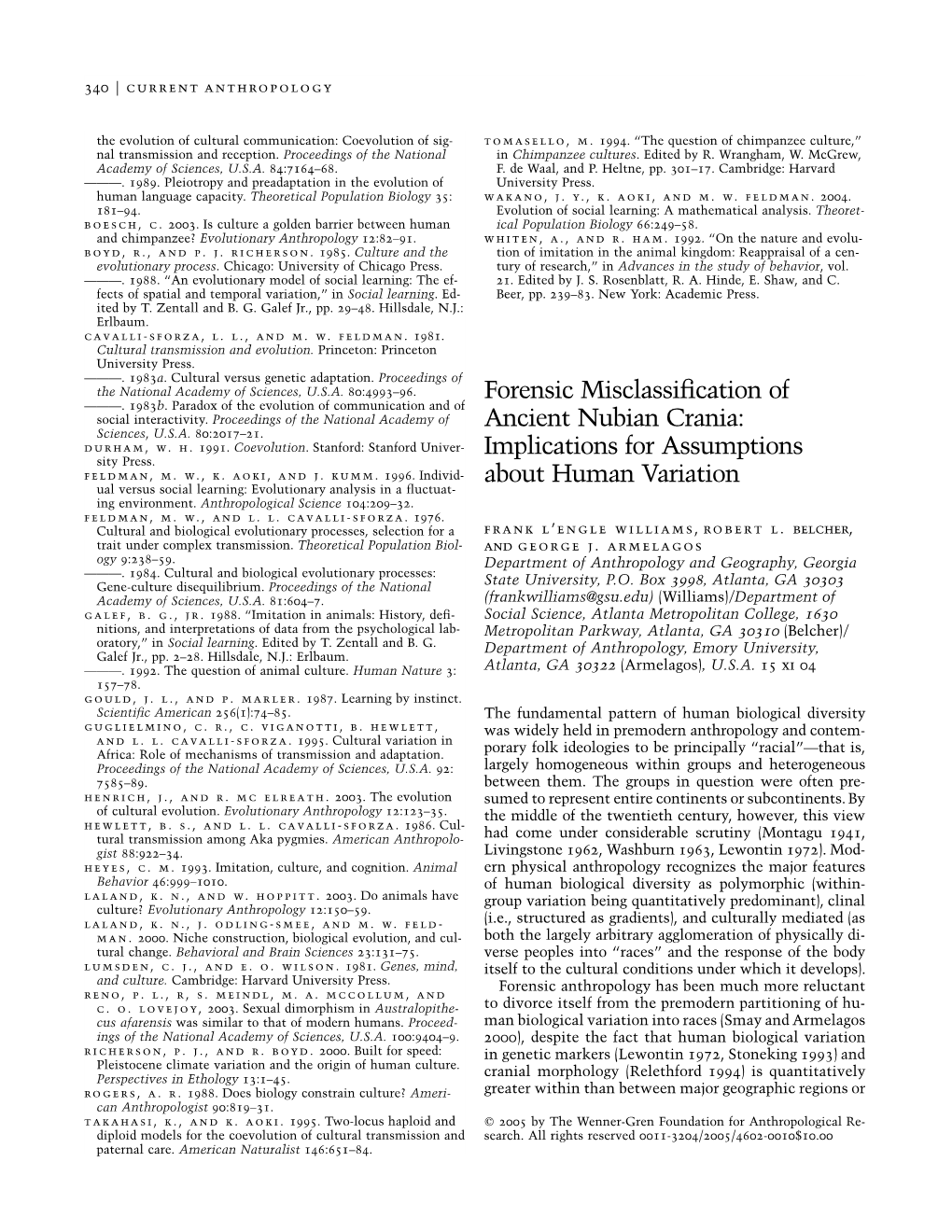 Forensic Misclassification of Ancient Nubian Crania: Implications For