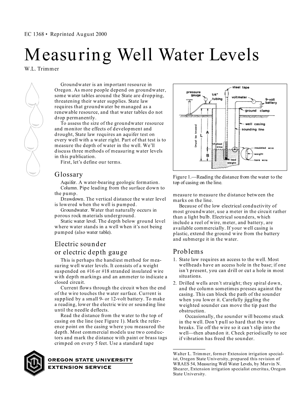 Measuring Well Water Levels W.L