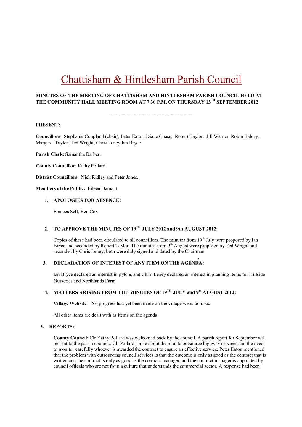 Chattisham & Hintlesham Parish Council