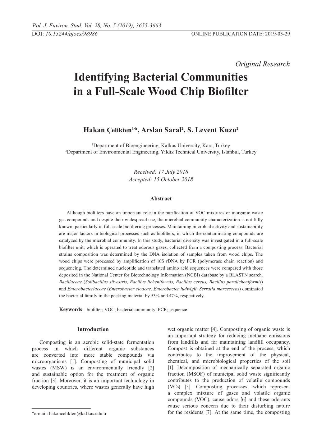 Identifying Bacterial Communities in a Full-Scale Wood Chip Biofilter