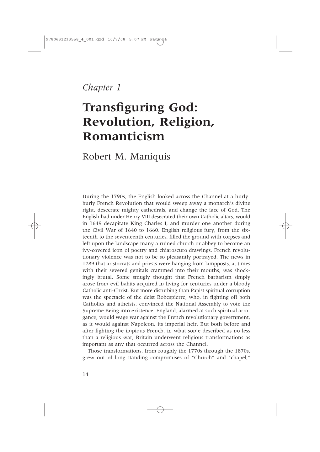 Transfiguring God: Revolution, Religion, Romanticism