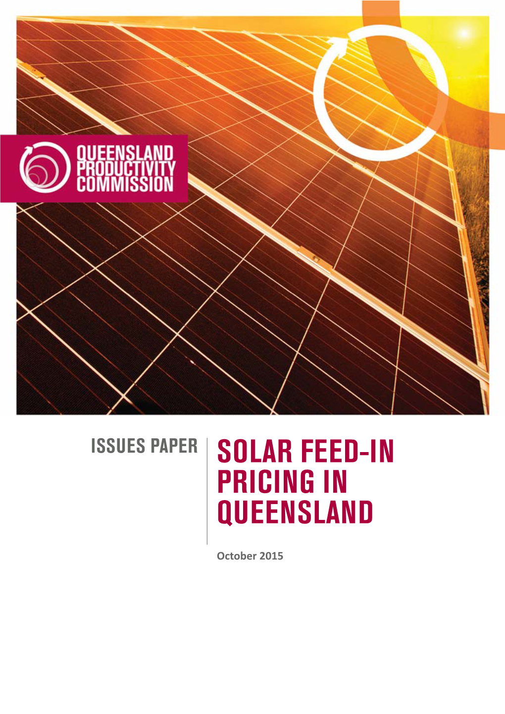 Issues Paper Solar Feed-In Pricing in Queensland