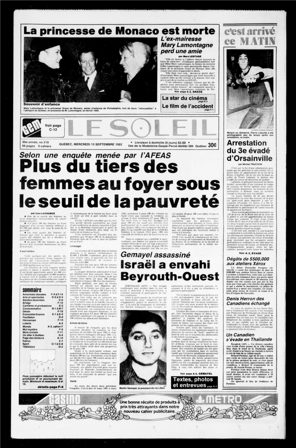 La Princesse De Monaco Est Morte Israël a Envahi Beyrouth-Ouest