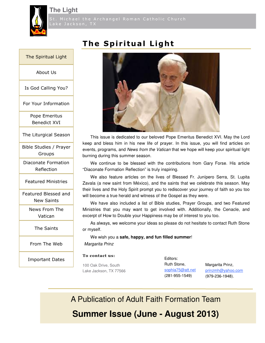 Summer Issue (June - August 2013) the Light St