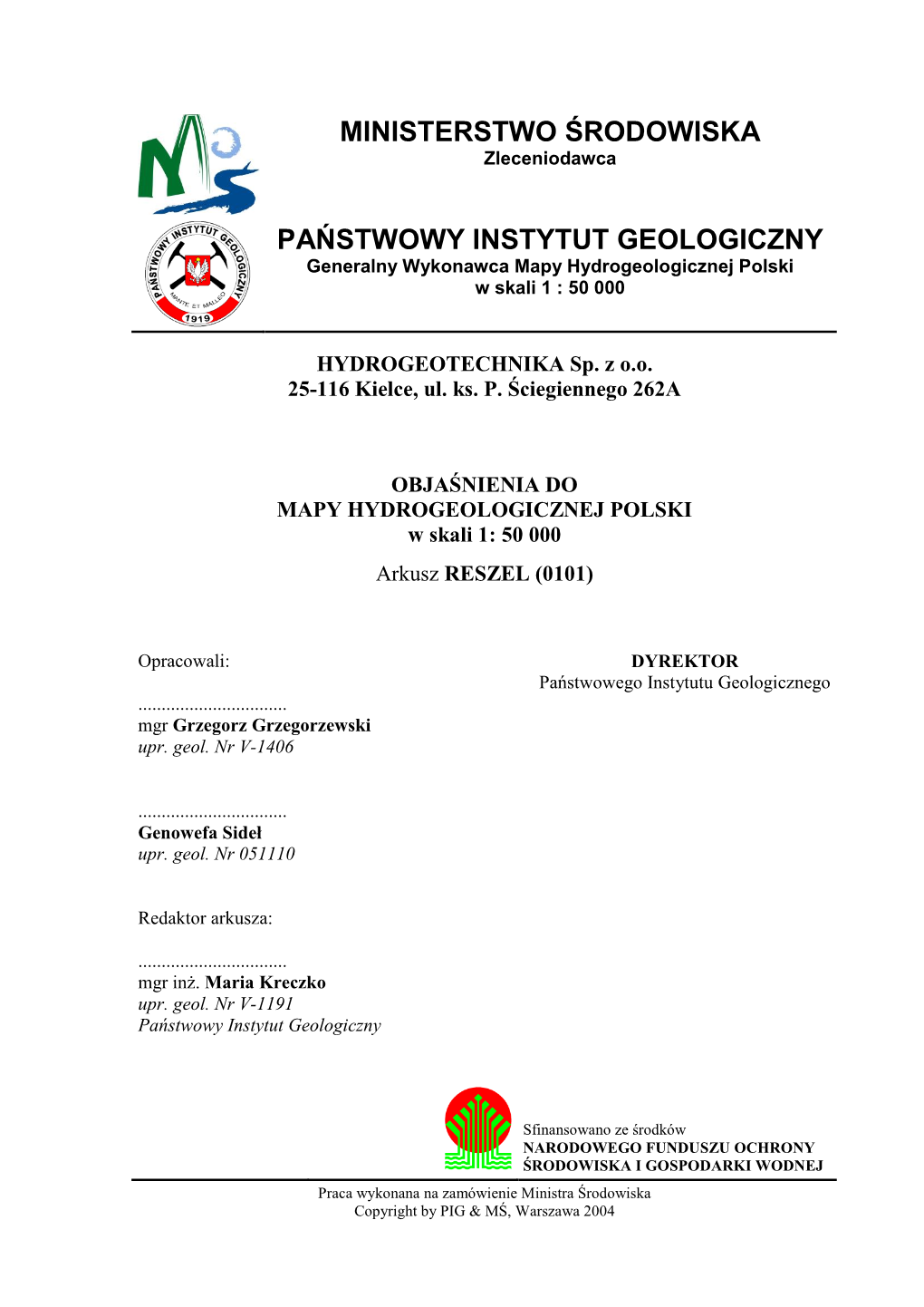 Mapa Hydrogeologiczna Polski – Plansza Główna W Skali 1:50 000 Mapa Dokumentacyjna W Skali 1:50 000