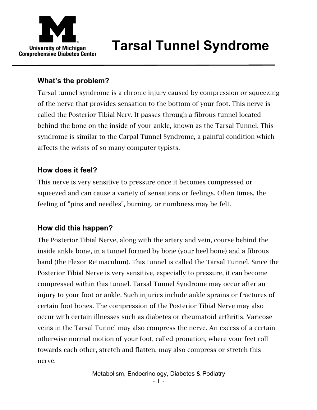 Tarsal Tunnel Syndrome