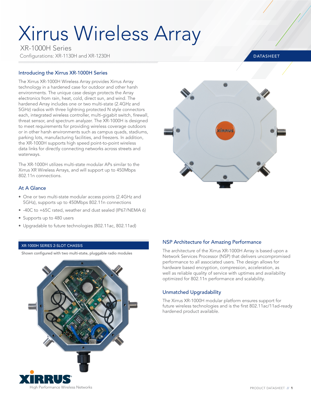 Xirrus Wireless Array XR-1000H Series Configurations: XR-1130H and XR-1230H DATASHEET