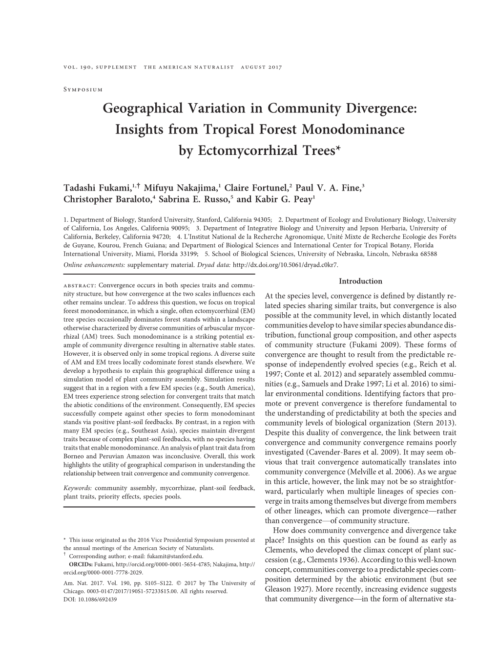 Insights from Tropical Forest Monodominance by Ectomycorrhizal Trees*