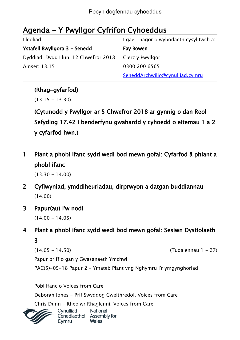 (Public Pack)Agenda Dogfen I/Ar Gyfer Y Pwyllgor Cyfrifon