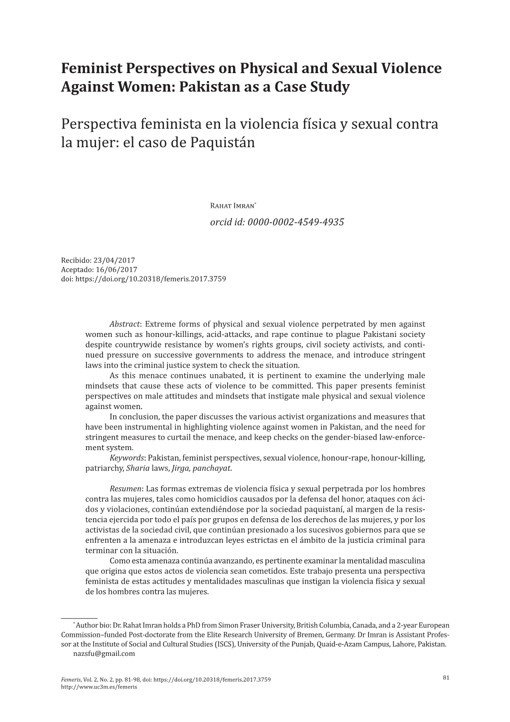 Feminist Perspectives on Physical and Sexual Violence