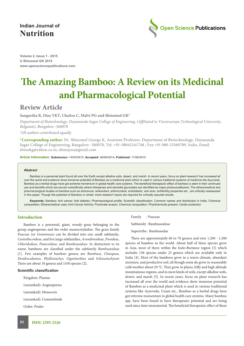 The Amazing Bamboo: a Review on Its Medicinal and Pharmacological