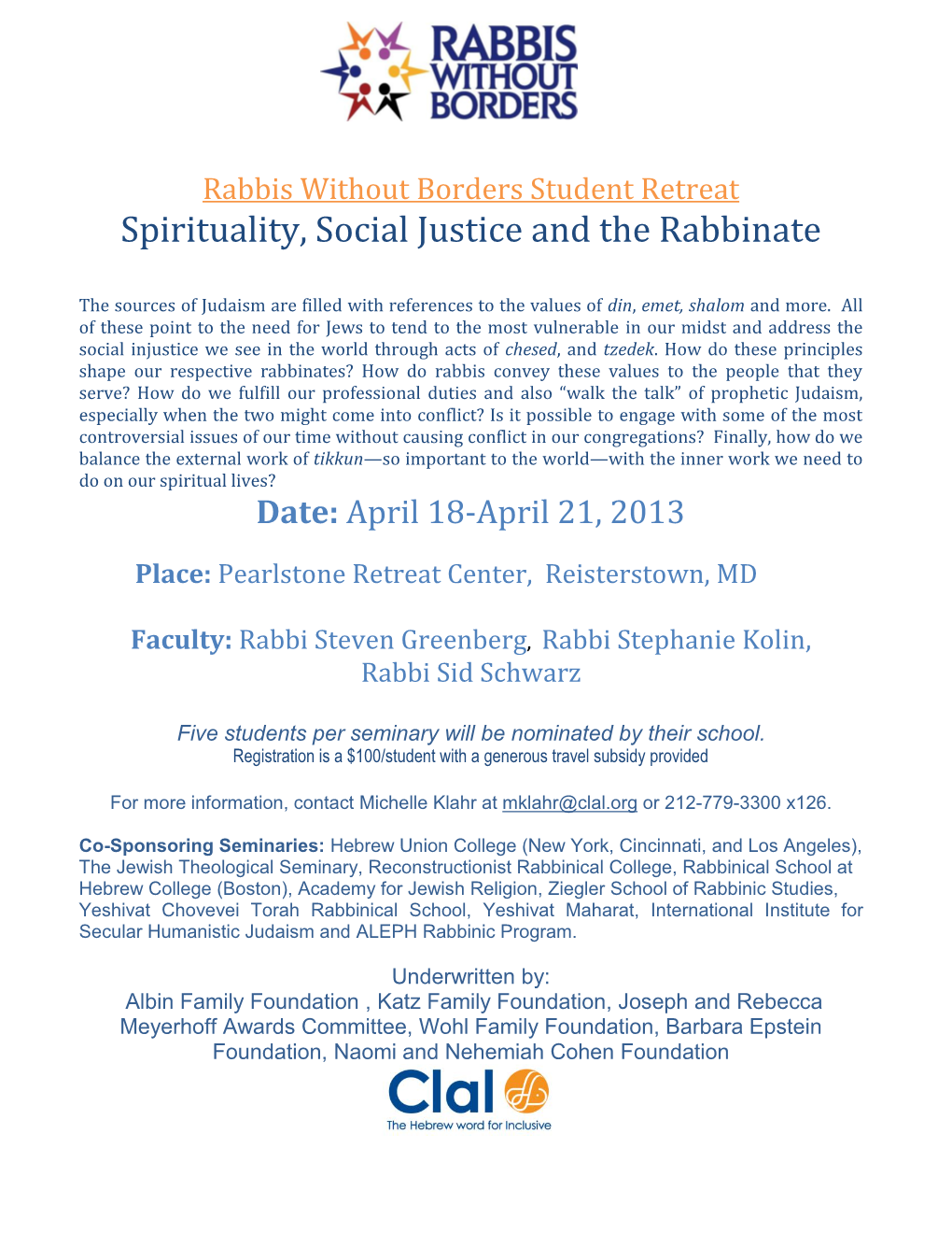 Spirituality, Social Justice and the Rabbinate