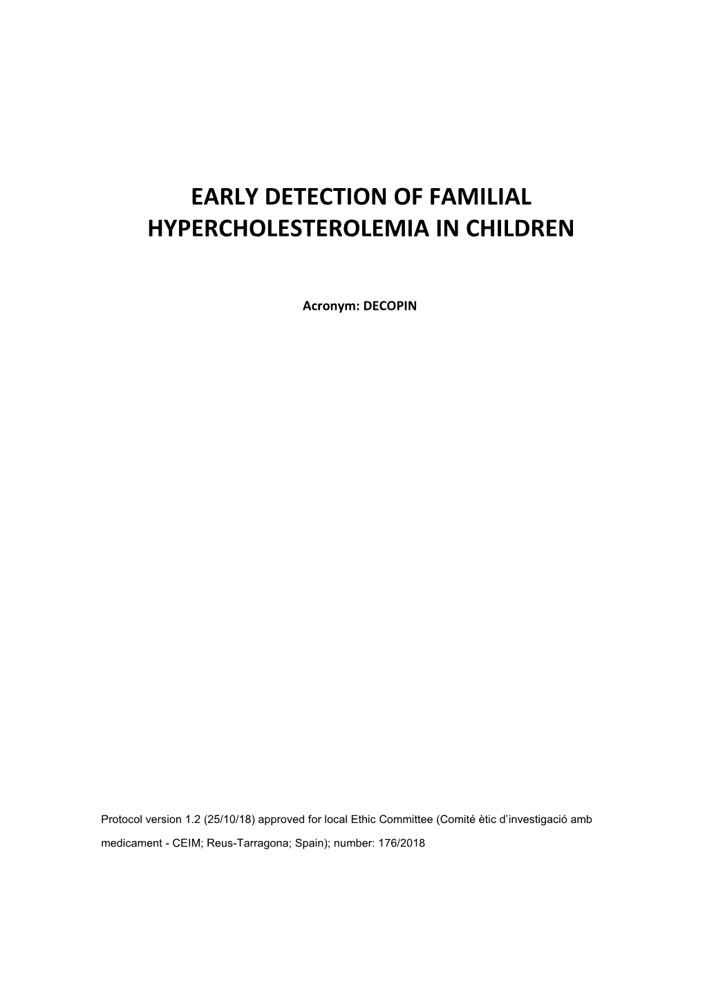 Early Detection of Familial Hypercholesterolemia in Children