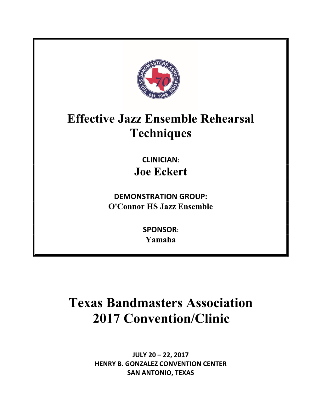 Texas Bandmasters Association 2017 Convention/Clinic