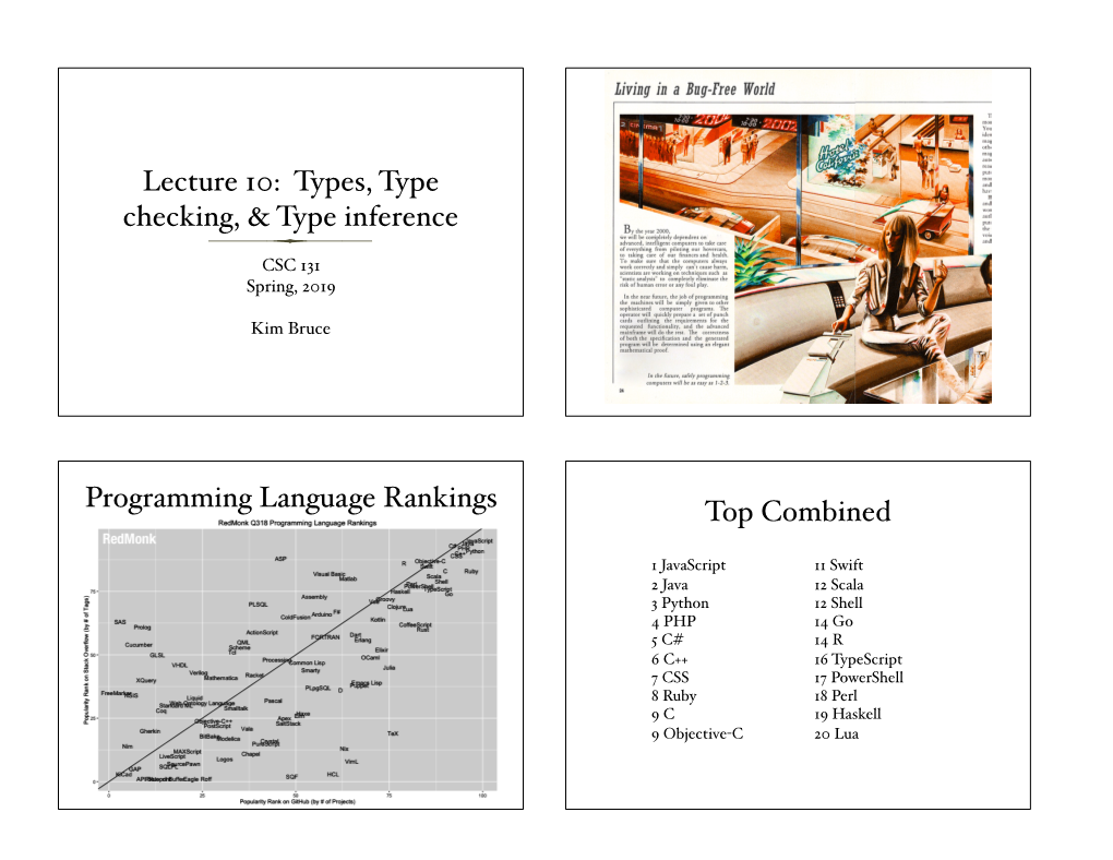 Lecture 10: Types, Type Checking, & Type Inference