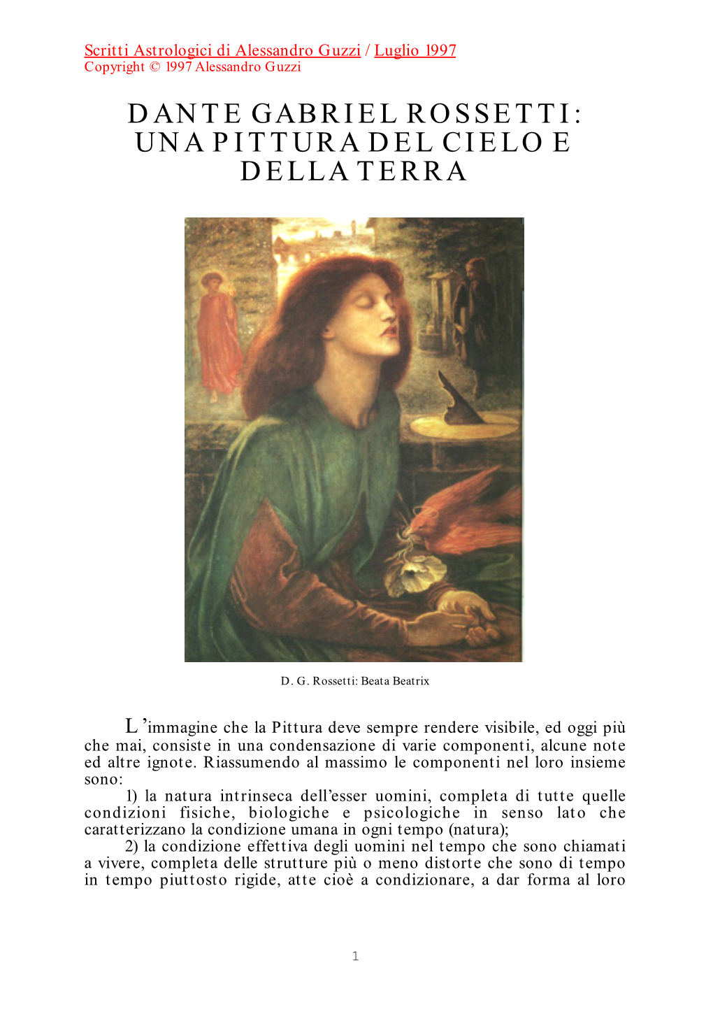 Dante Gabriel Rossetti: Una Pittura Del Cielo E Della Terra