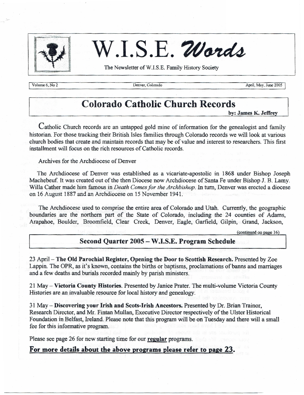 Colorado Catholic Church Records By: James K