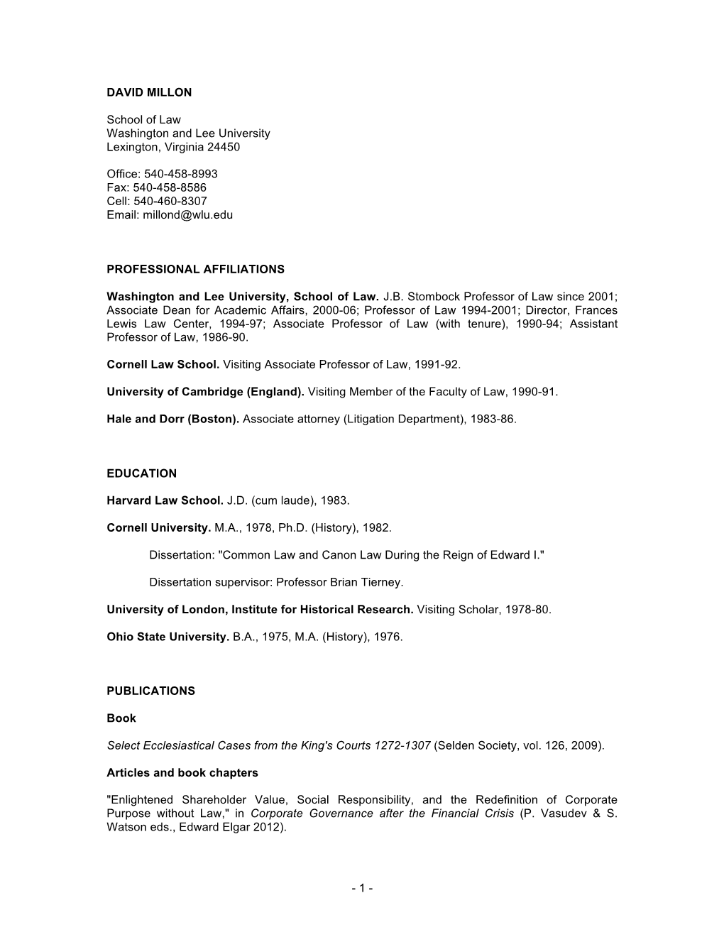 1 - "Reforming the Third Year of Law School," in Reforming Legal Education: Law Schools at the Crossroads (D