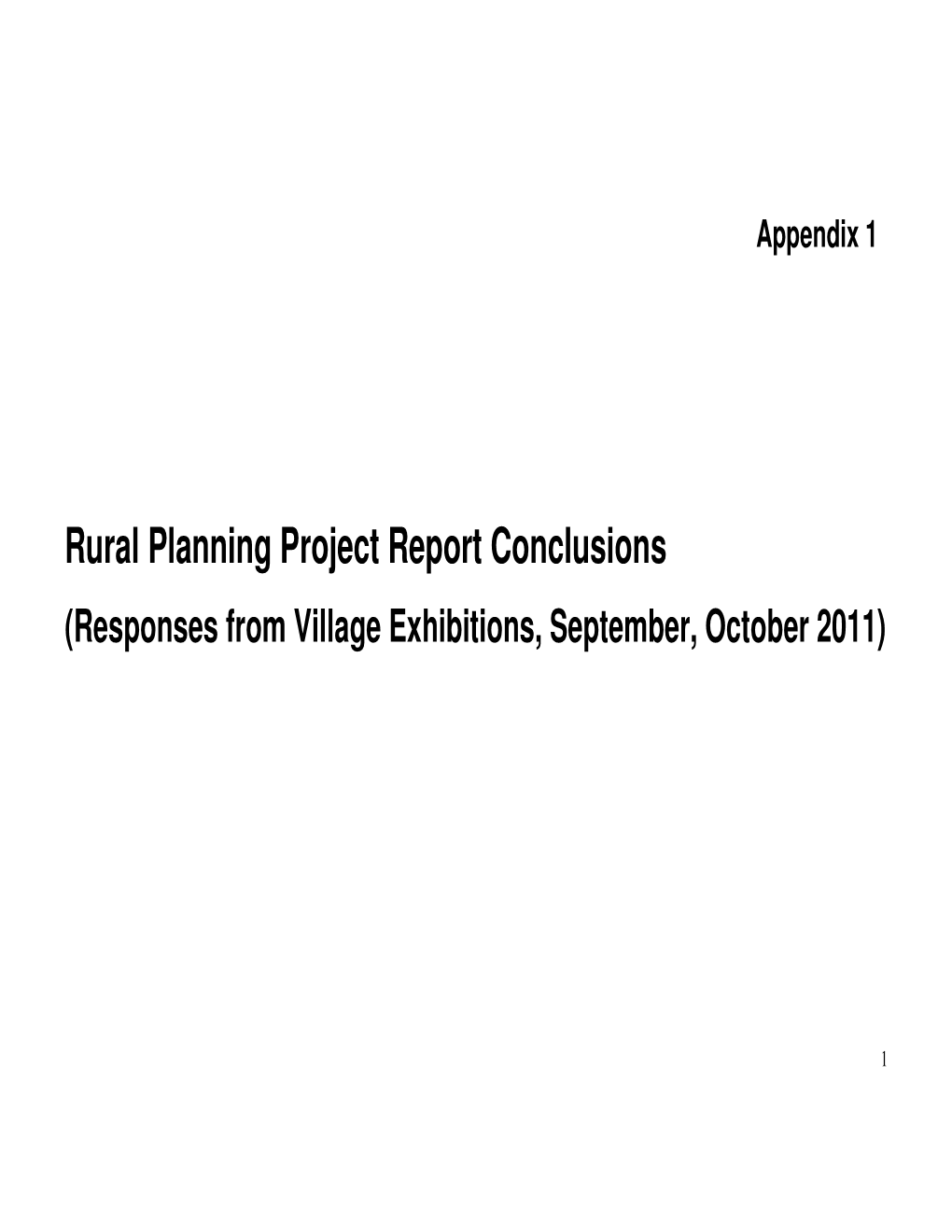 Rural Planning Project Conclusions Report Appendices