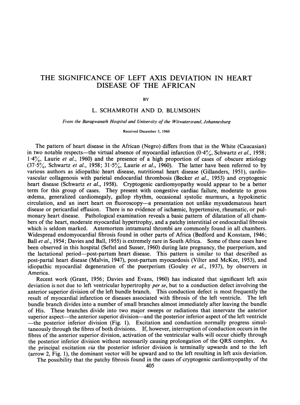 The Significance of Left Axis Deviation in Heart Disease of the African