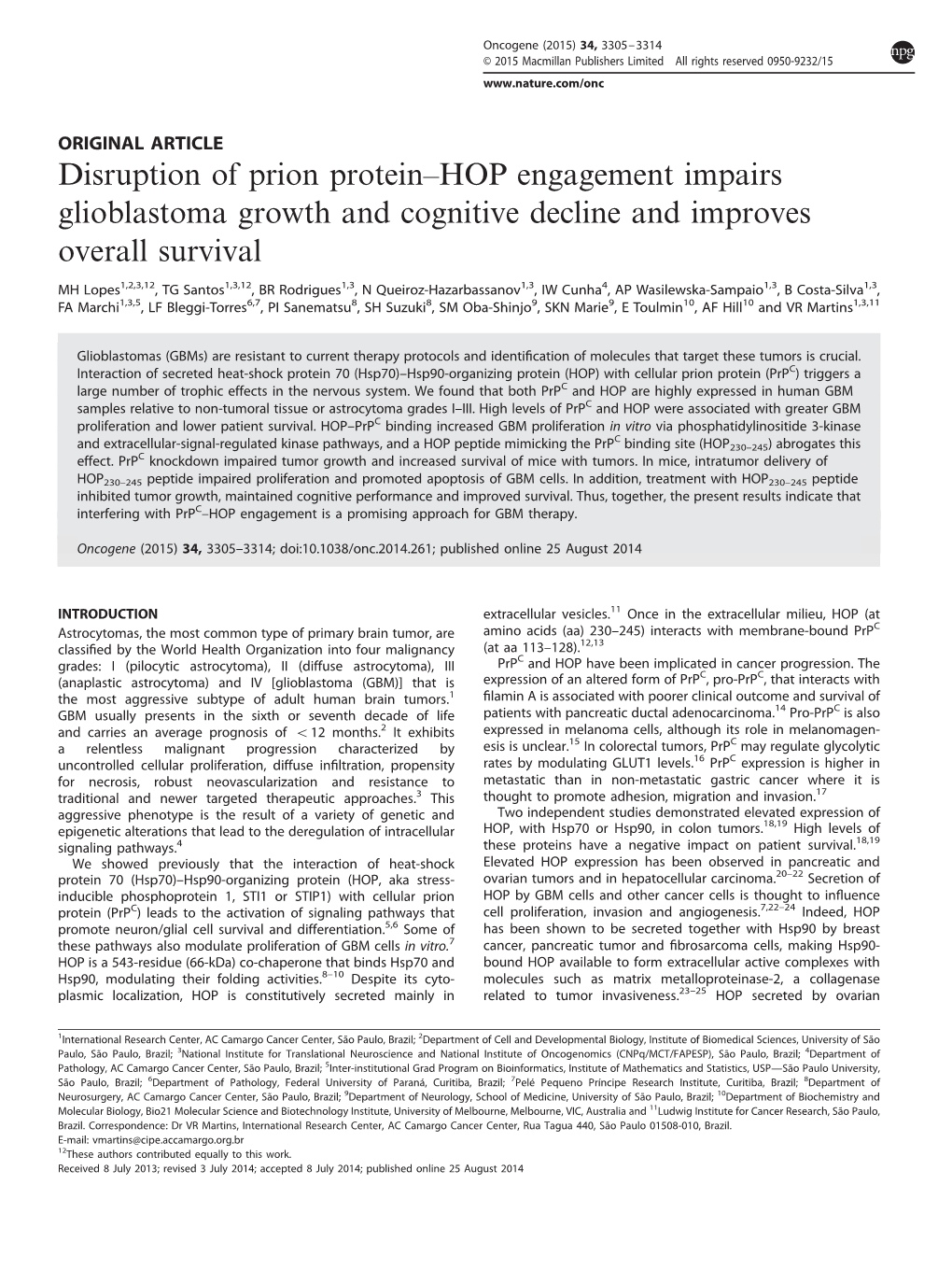 Disruption of Prion Protein&Ndash