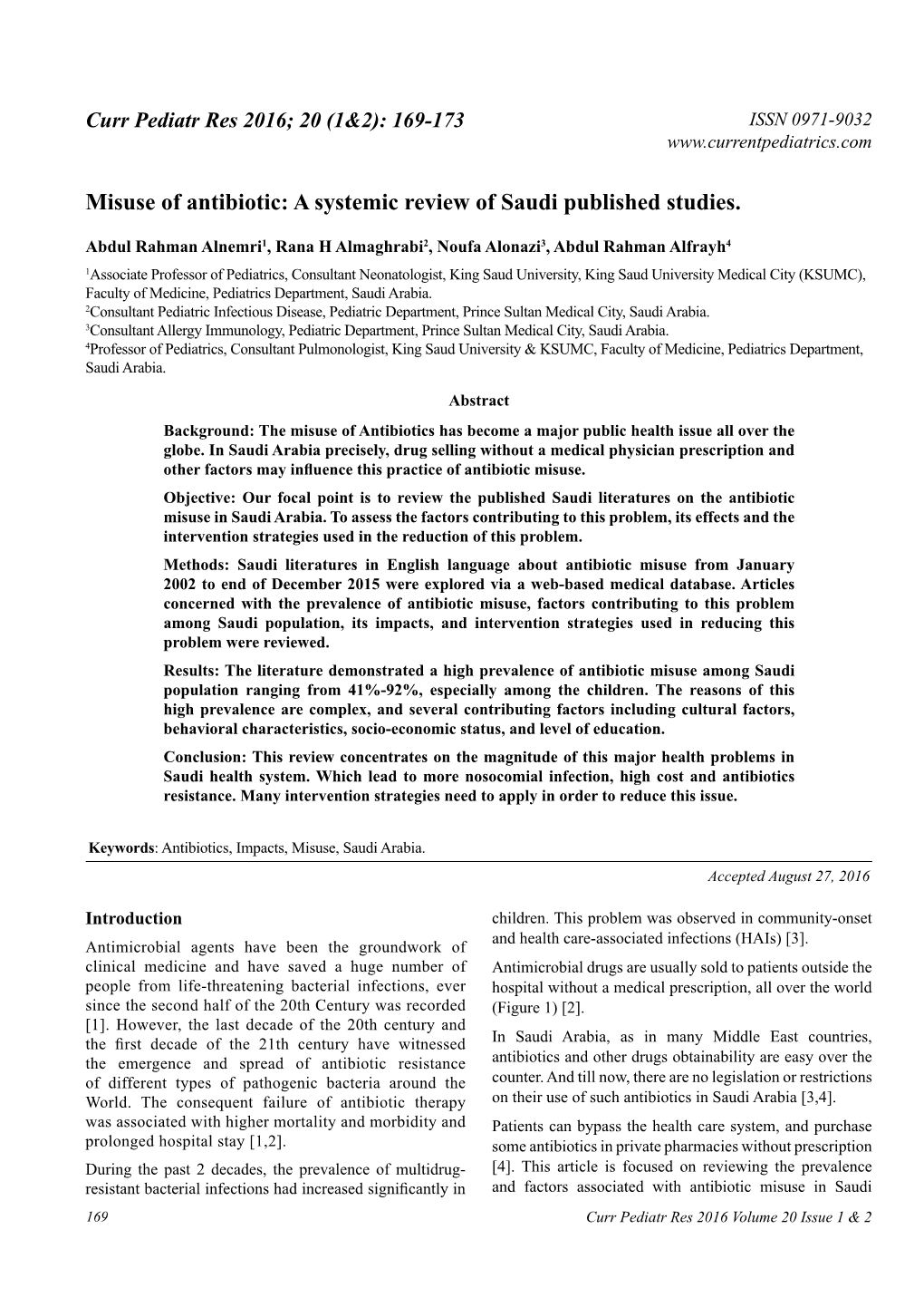 Misuse of Antibiotic: a Systemic Review of Saudi Published Studies