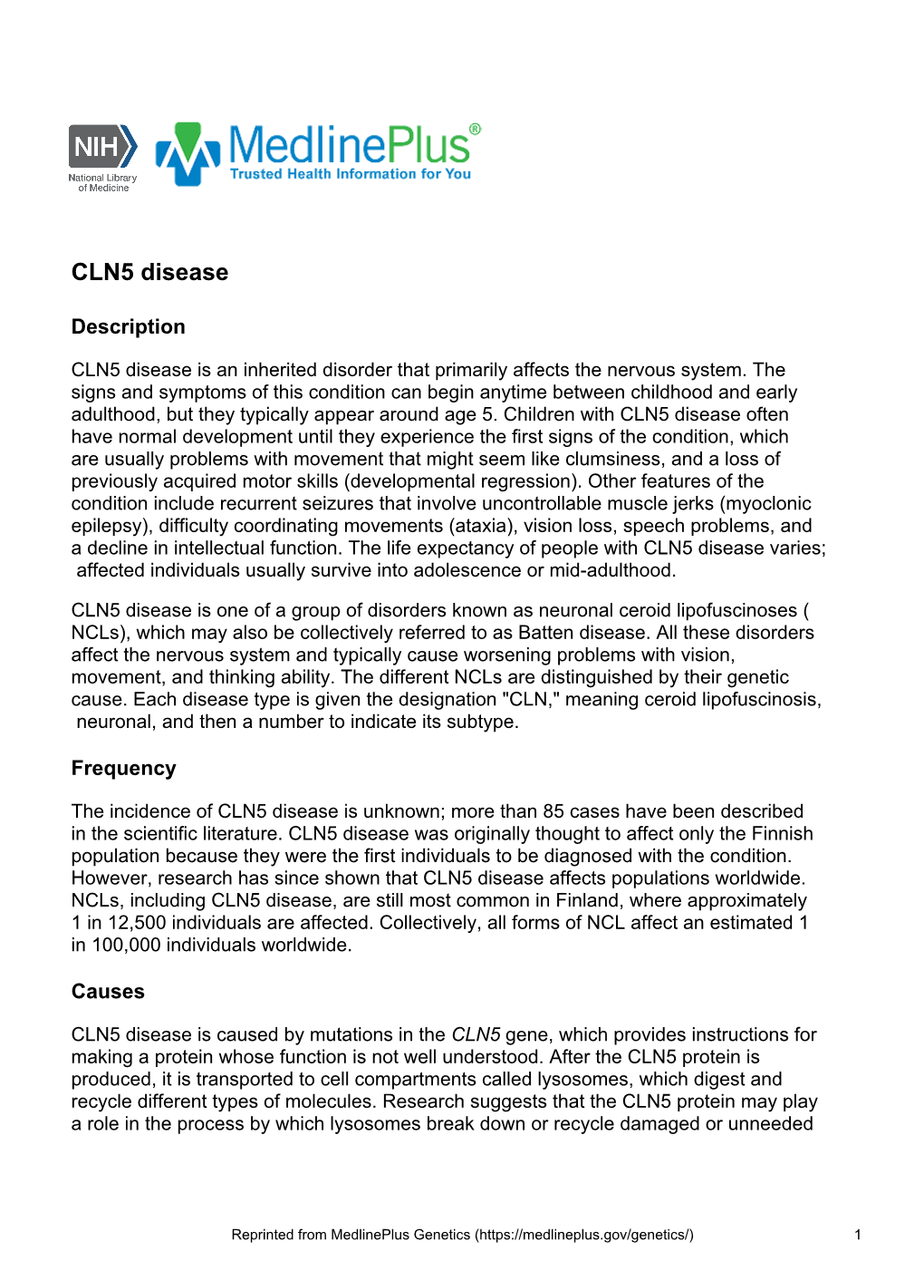 CLN5 Disease