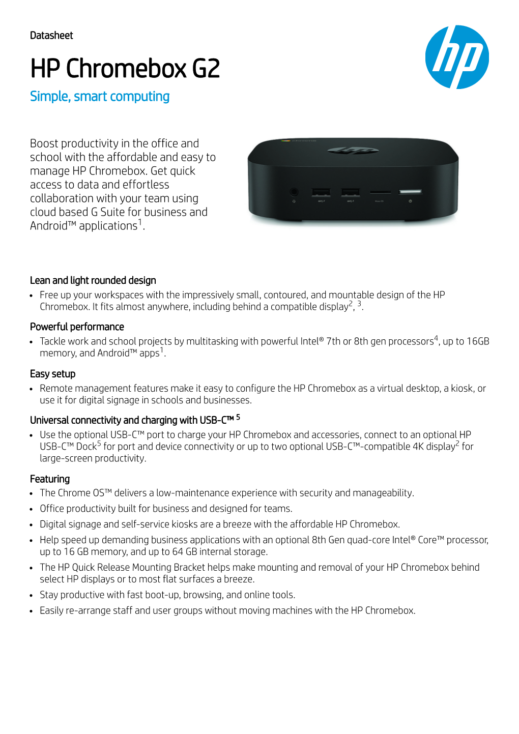 HP Chromebox G2 Simple, Smart Computing